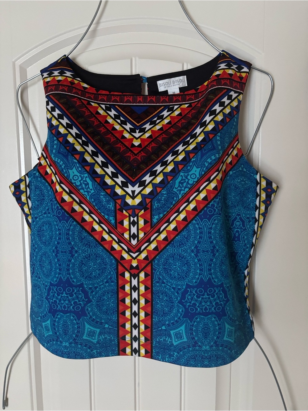 Bisou Bisou Michael Gohbot Geometric Aztec Print Sleeveless Tank Y2K Style. Sz.M